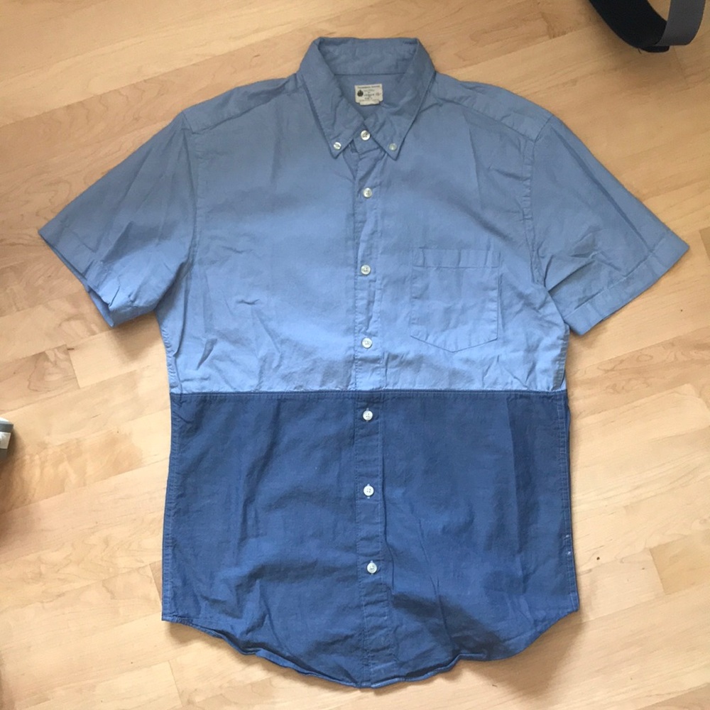 J. Crew Color Block Short Sleeve Button Up Shirt